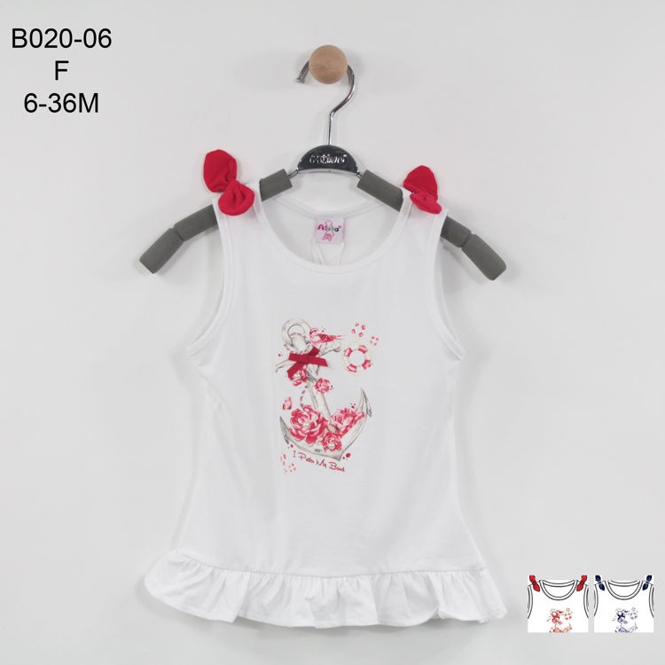 Picture of B02006 GIRLS SLEEVELESS COTTON TOP WITH ENDING FRILL